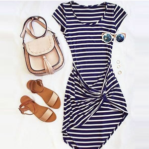 Vestido Feminino Listrado